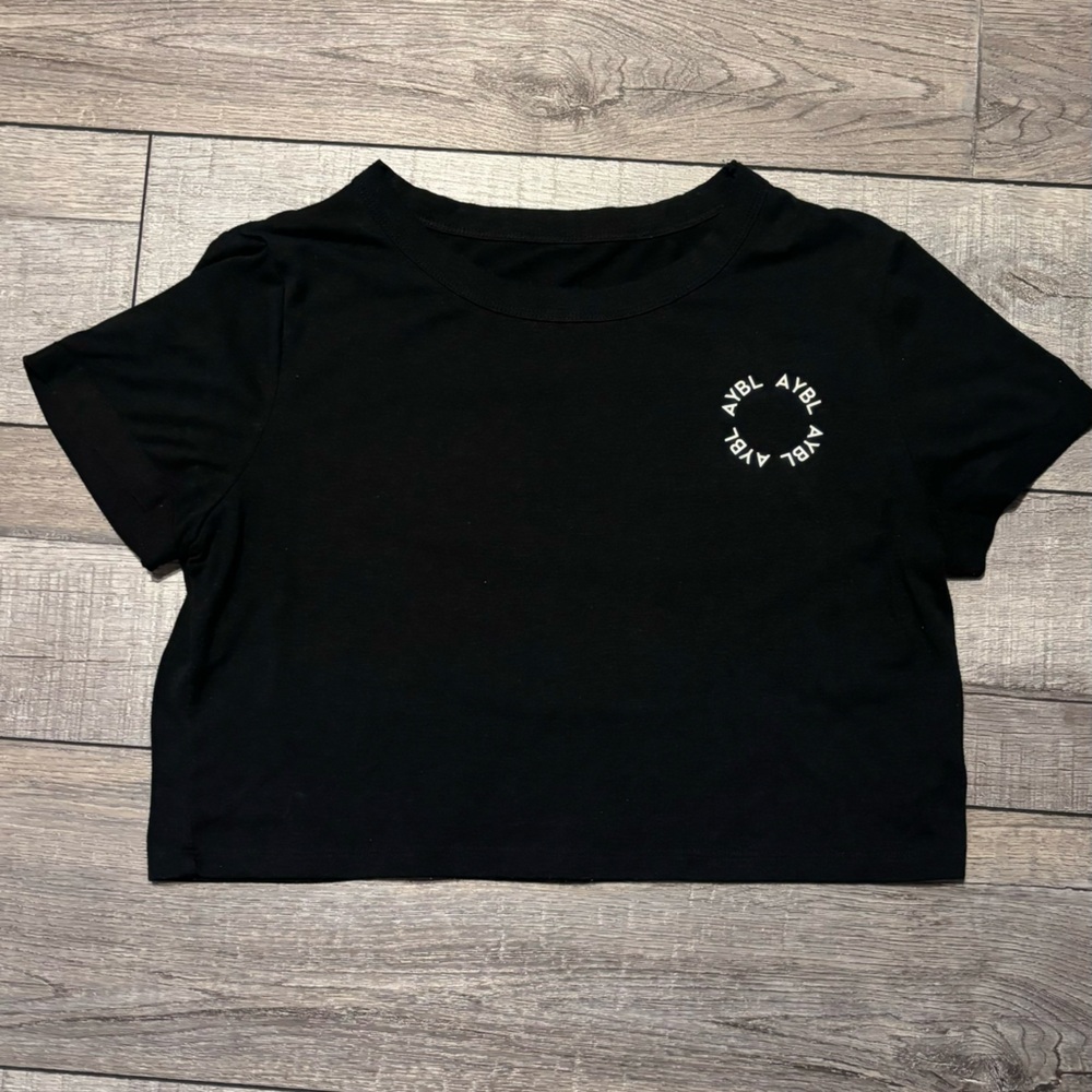 AYBL cropped black workout tee